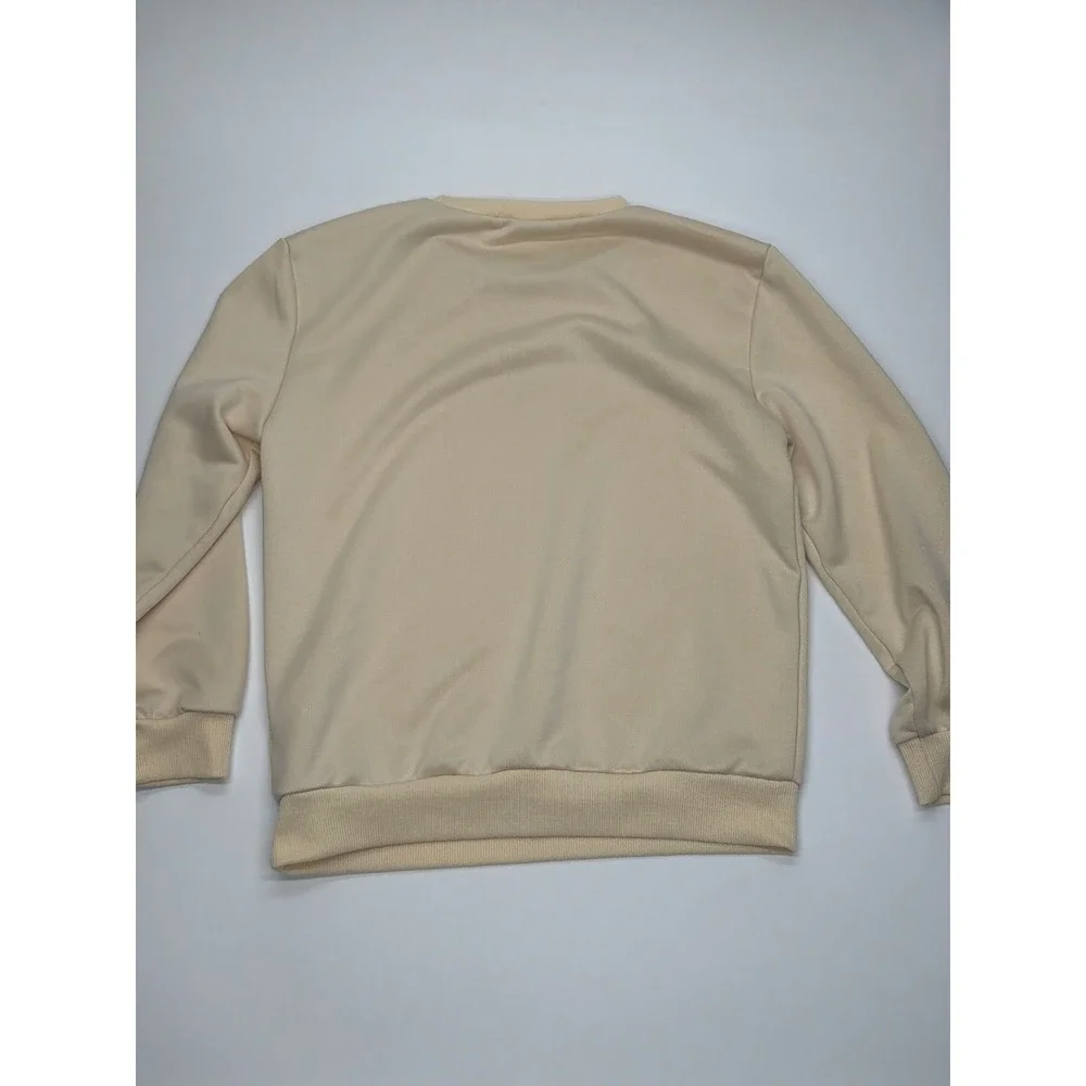 Kids Cream Cartoon Cat Graphic Sweatshirt Long Sleeve Pullover Crewneck 10Y‎